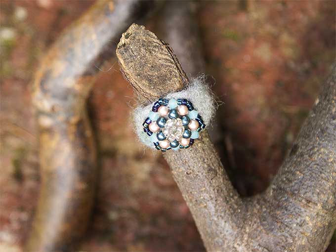 Ring 'shining moon' mint-blau